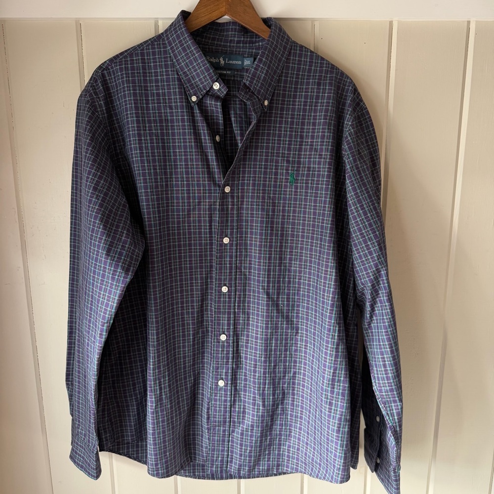 Ralph Lauren Purple and Green Checkered Shirt, Size XL